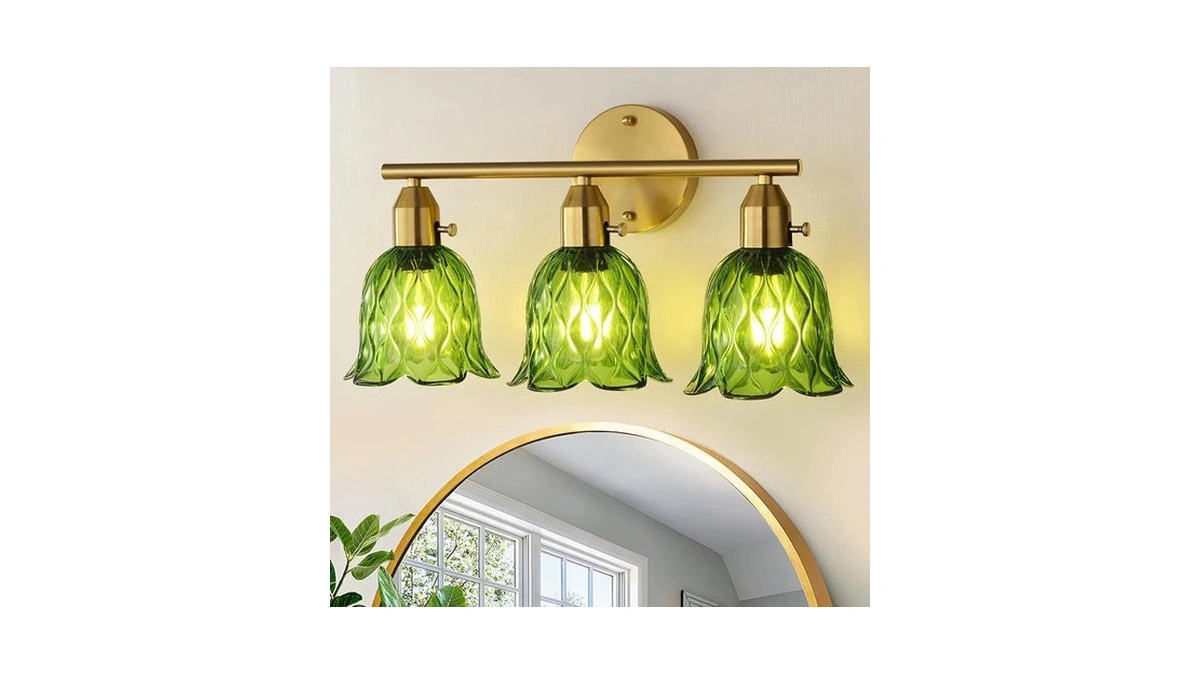 Vintage Bathroom Light Fixtures,3-light Hardwired Vanity Lights Over Mirror, Brass