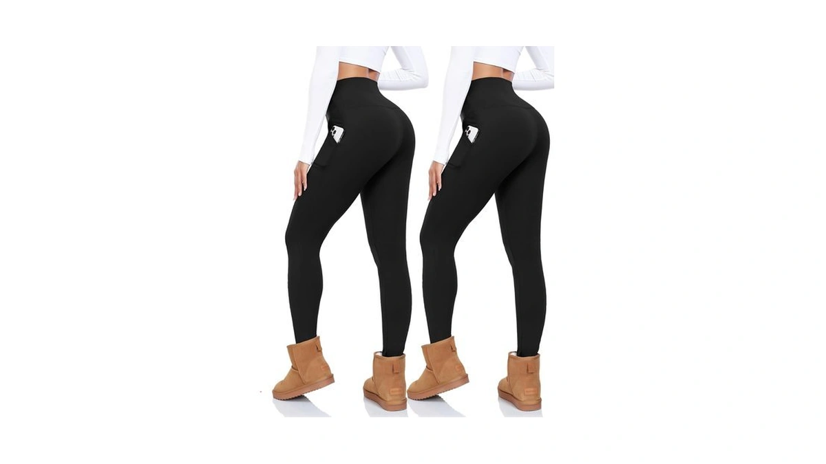 Cthh 2 Pack Fleece Lined Leggings Women With Pockets -
