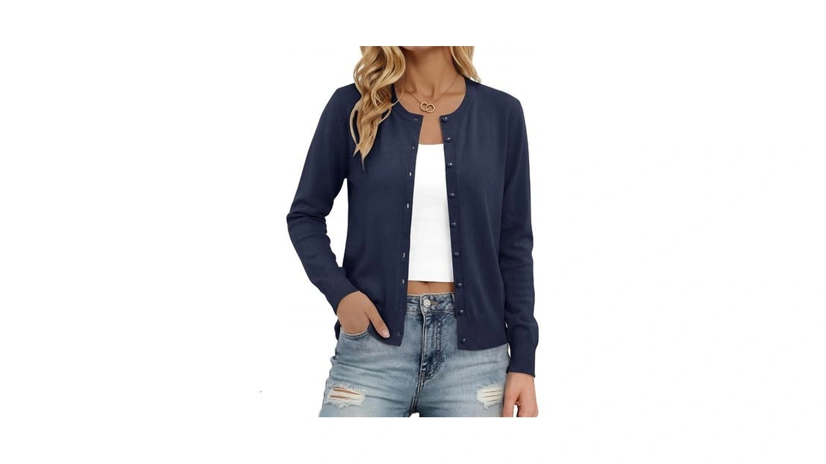 Onlypuff Cardigan For Women Lightweight Sweater Button Fall Outfit Navy