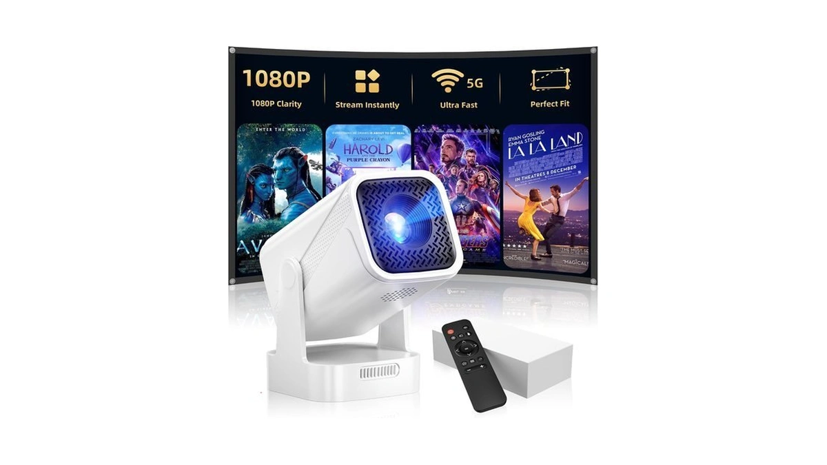 Smart Mini Projector, Native 1080p Projector With Wifi And Bluetooth