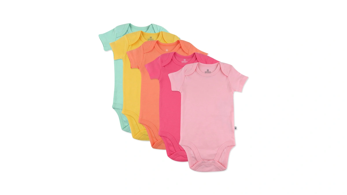 Honestbaby 5-pack Short Sleeve Bodysuits One-piece For Infant Baby Girls,