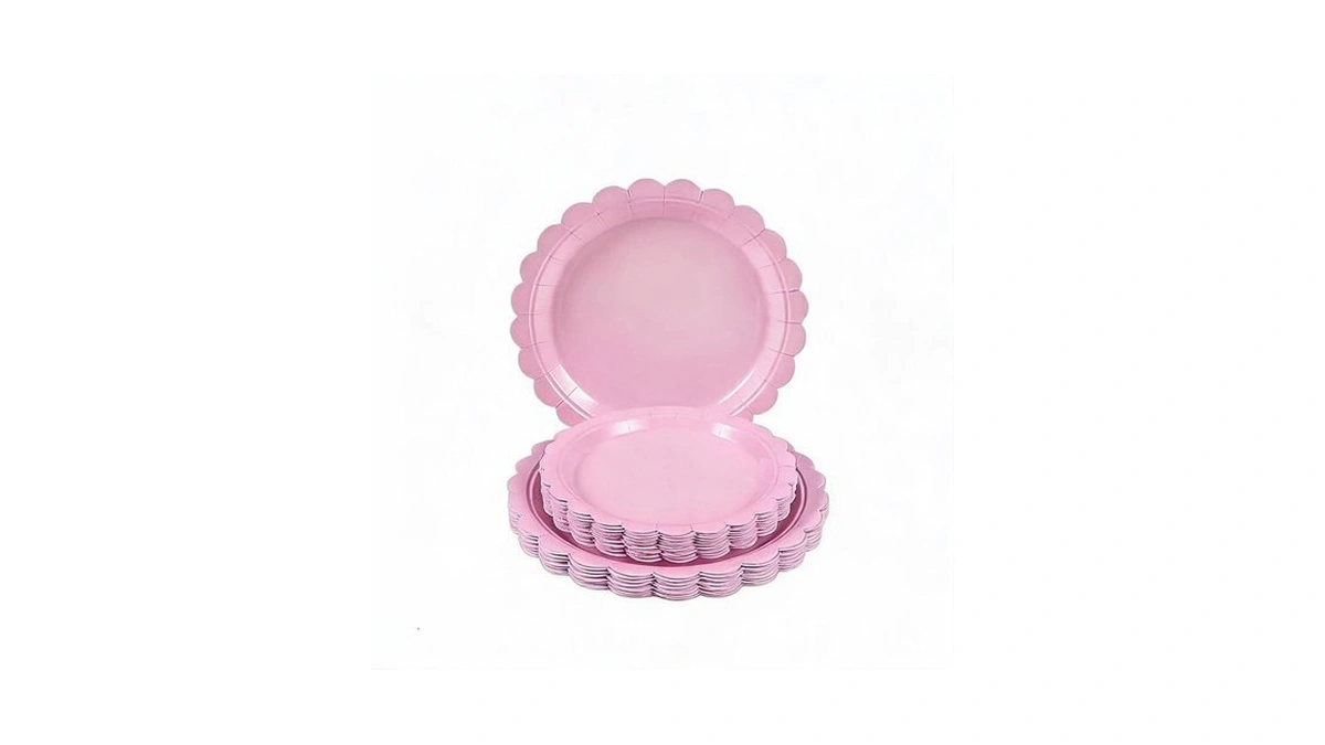100 Pcs Disposable Pink Paper Plates 7 Inch Party Plates