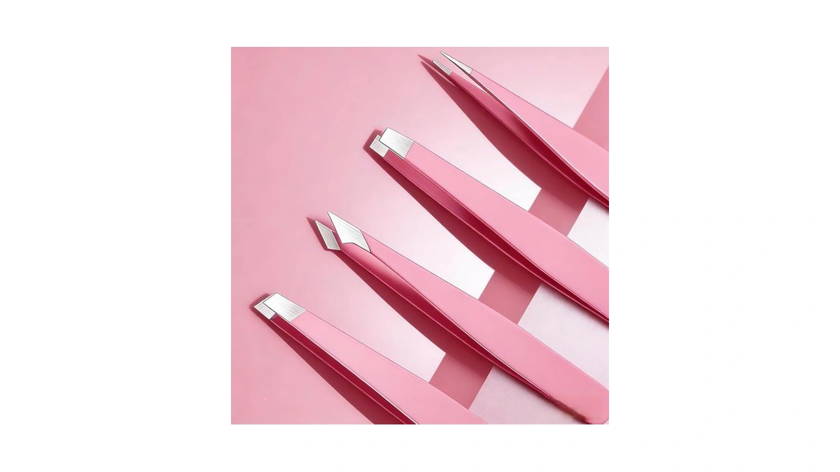 Tweezers For Women Facial Hair, Stainless Steel Pink Tweezers Set