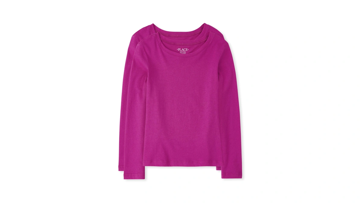 The Children's Place Girls Basic Long Sleeve Layering Tees Aurora