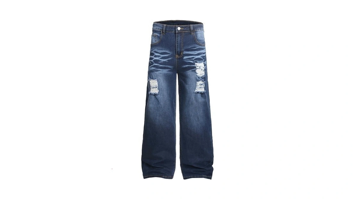 Qimyum Men's Wide-leg Baggy Flex Jeans Relaxed Loose Fit Long