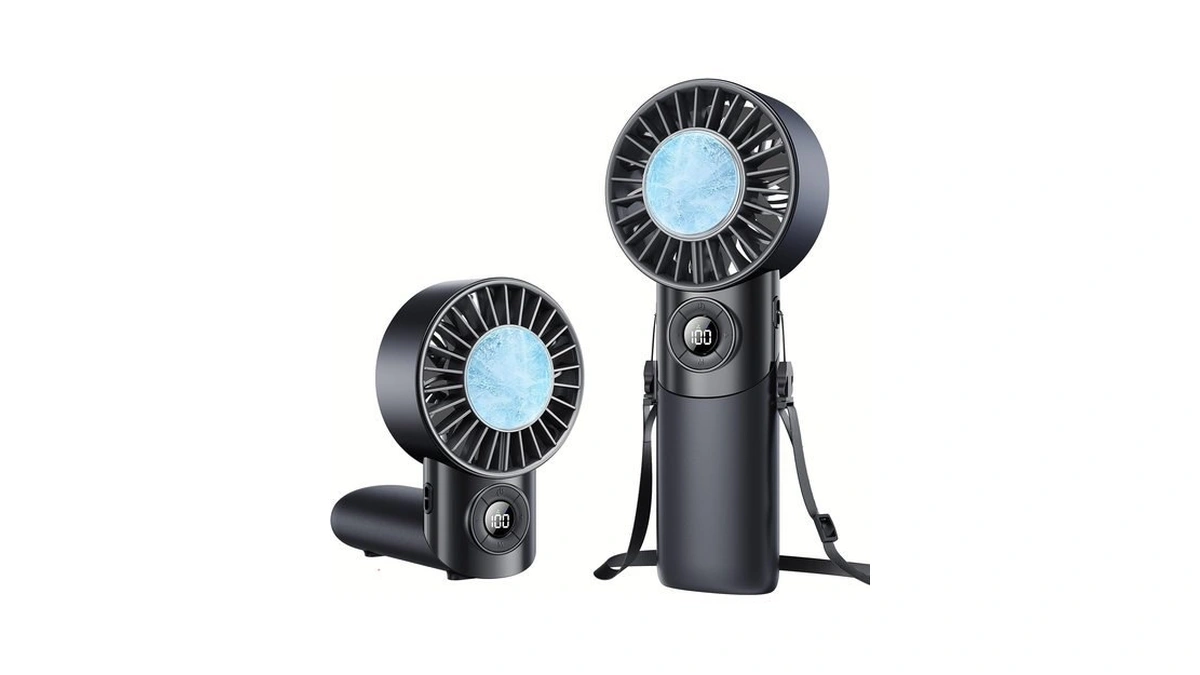 Portable Handheld Fan With Semiconductor Ice Cooling, 5 Seconds Cool
