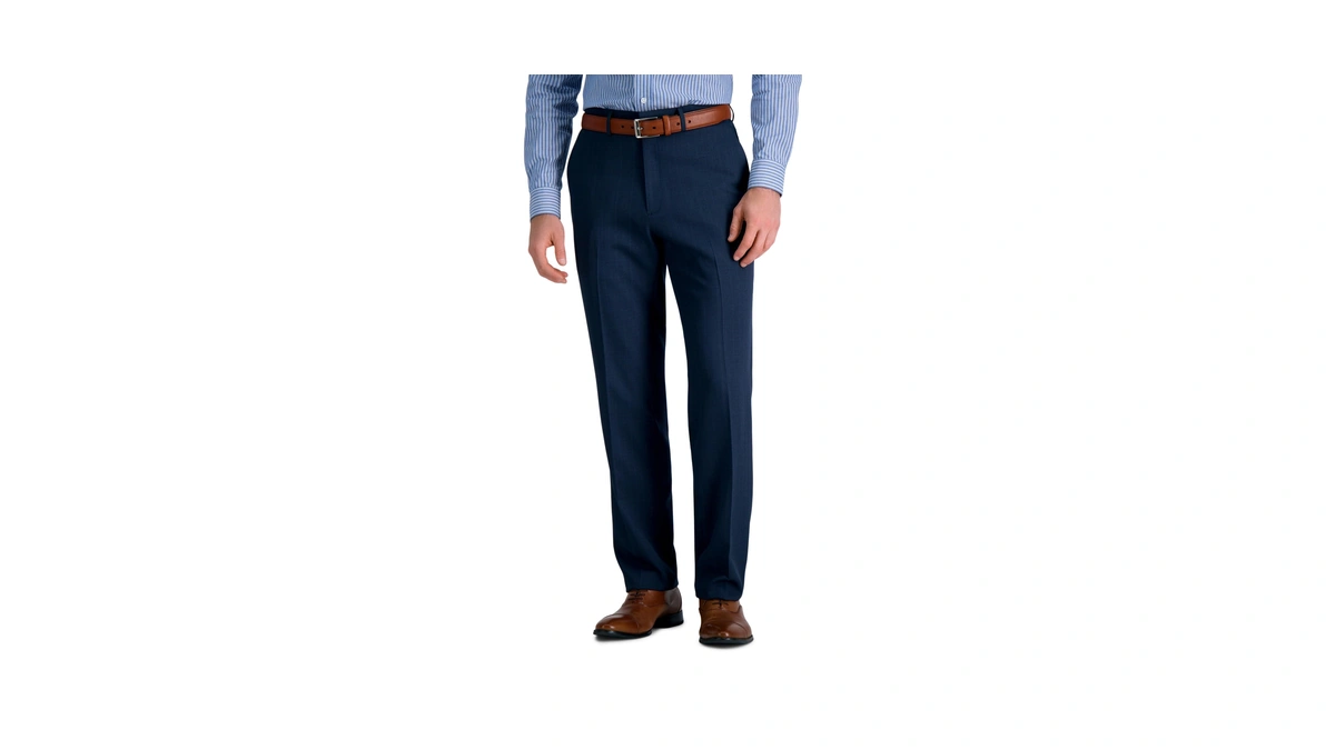 Haggar Men's Straight Fit Premium Comfort Dress Pant Blue