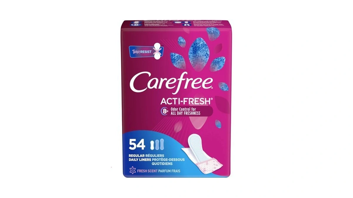 Carefree Acti-fresh Body Shaped Regular Pantiliners, Fresh Scented, 54 Count