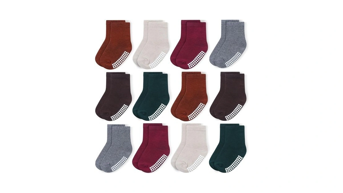 Baby Toddlers Crew Socks With Non-slip Grip P...