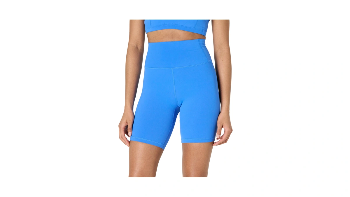 Amazon Essentials Women's Women's Formflex Longer Inseam Biker Shorts, Blue,