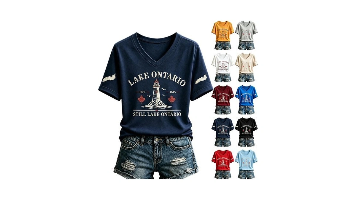 Gumipy Lake Ontario T Shirt Women Short Sleeve Still Lake