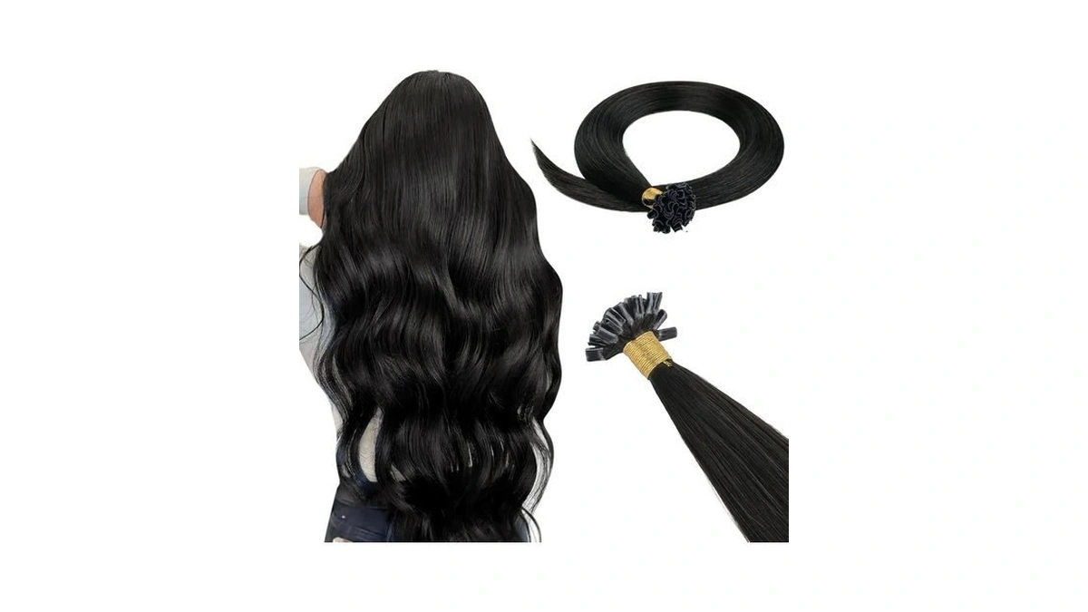 Hotbanana Utip Human Hair Extensions, Keratin Bonded Tips, #1b, 18inch