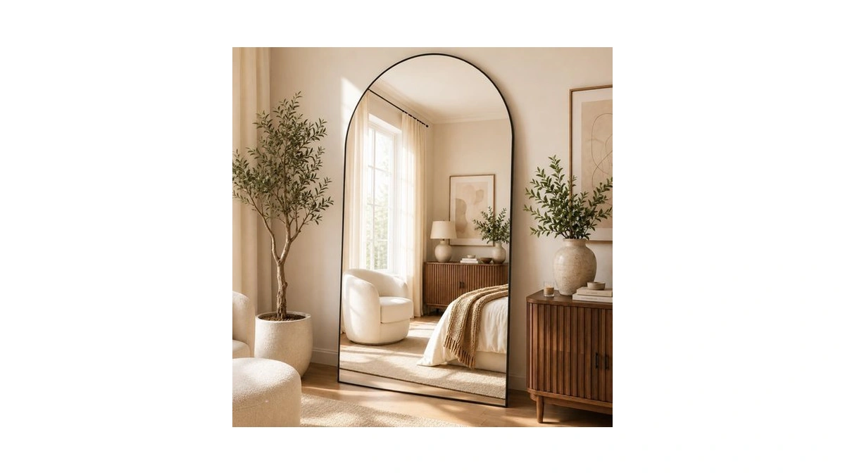 Missday Oversized Full Length Mirror, Arched Floor Mirror 81" X