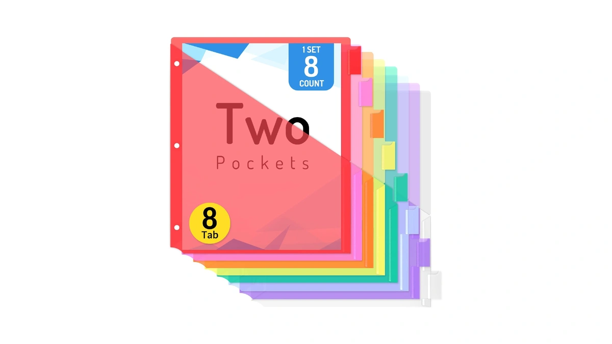 Forvencer 8 Count Dividers With 2 Pockets,8 Tabs Binder Dividers