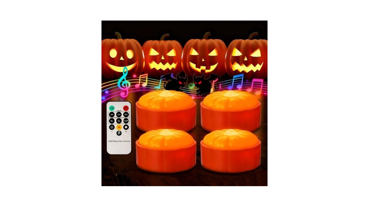 4-pack Rechargeable Halloween Led Pumpkin Lights With Remote And Timer,