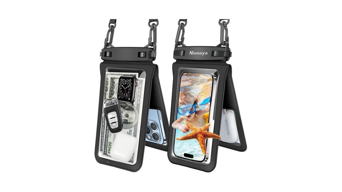 Niveaya Double Space Large Waterproof Phone Pouch, 2 Pack Up