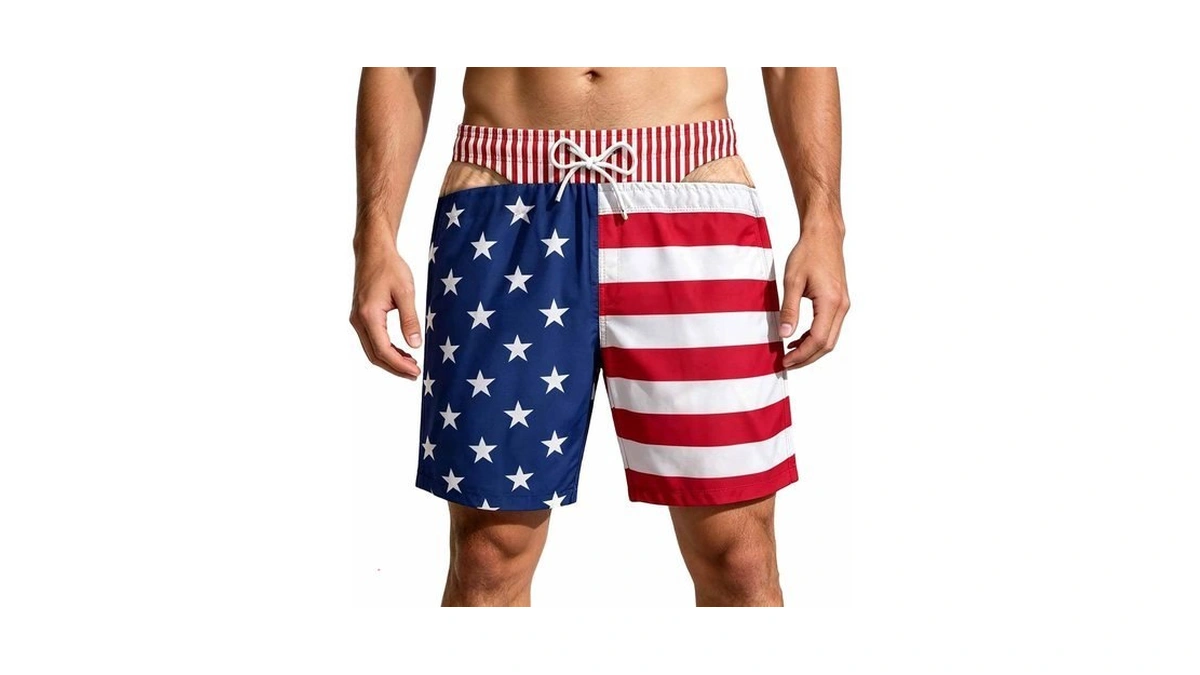 Funny Swim Trunks For Men Prank Hairy Butt Plus Size