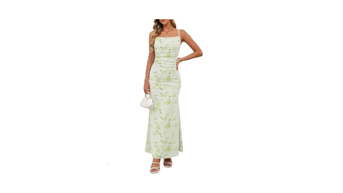 Zelroxa Women Green Summer Floral Wedding Body Con Backless Maxi