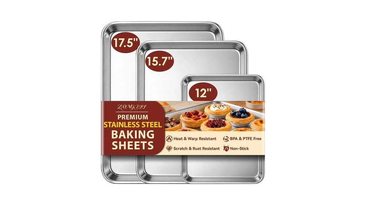 Baking Sheet Set Of 3:stainless Steel Cookie Sheets For Baking