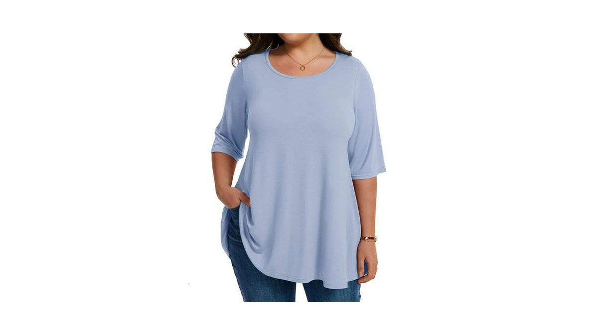 Larace Elbow Sleeve Plus Size Tops For Women Summer Tunic