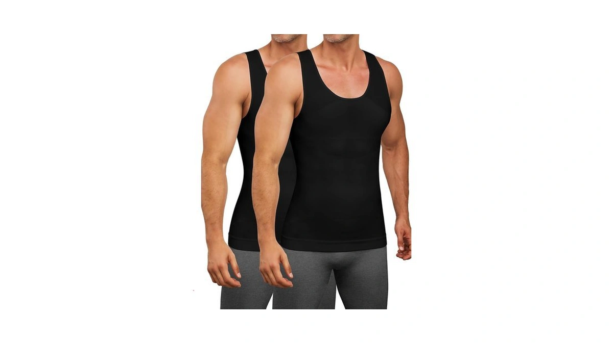Miss Moly 2 Pack Gynomastica Compression Shirts For Men Tummy
