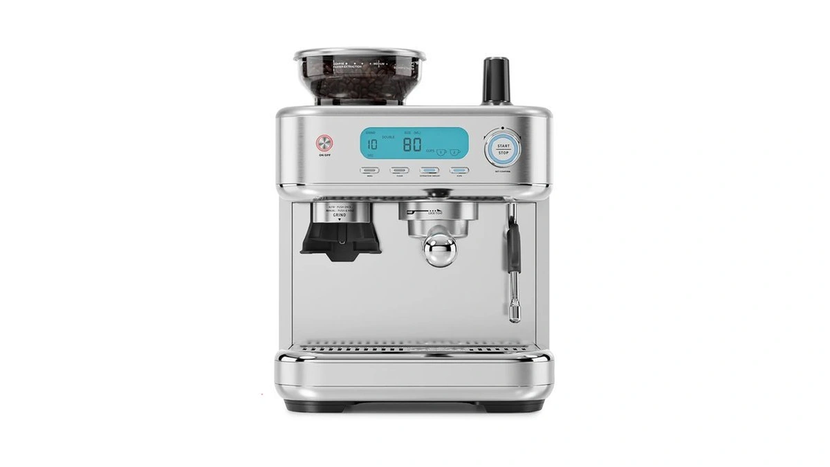 Riosky Espresso Machine With Grinder And Steam Wand, Stainless Steel