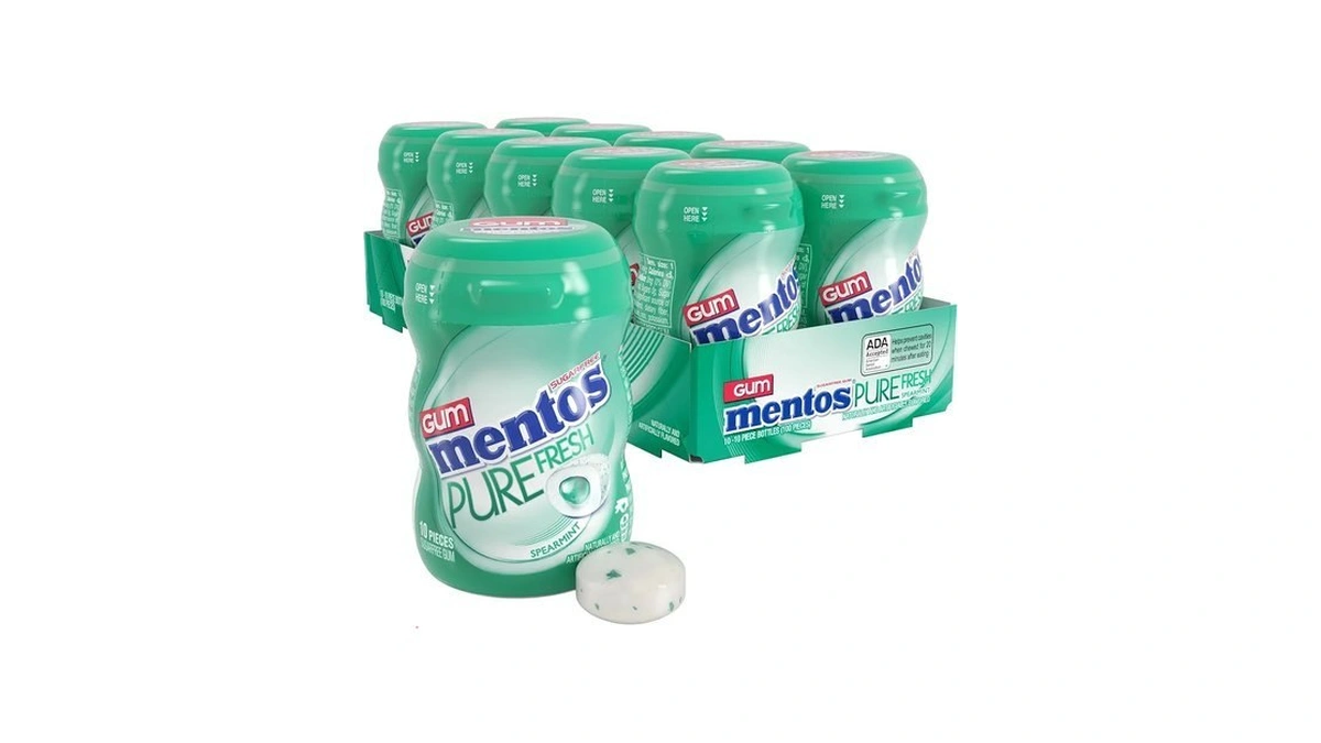 Mentos Pure Fresh Sugar‑free Chewing Gum, Spearmint, 10 Pieces (pack