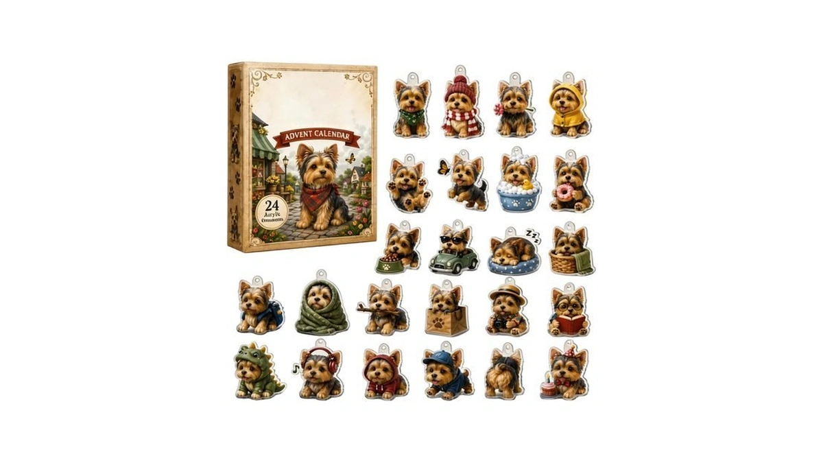 Yorkshire Terrier Advent Calendar 2026, 24-day Dog Ornament Countdown