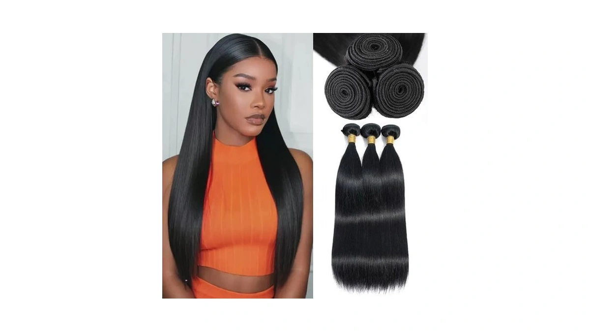 Black Human Hair Bundles 16 18 20 Inch Straight Bundles