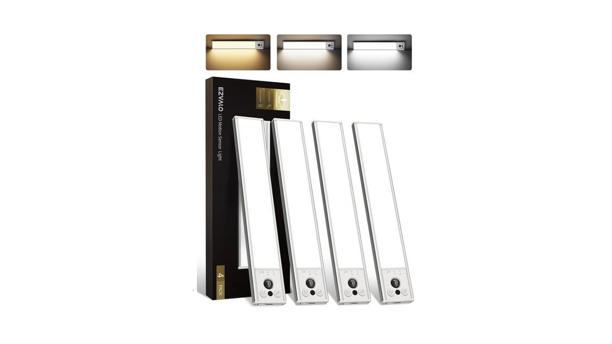 Ezvalo 4-pack Under Cabinet Lights, 2400mah Rechargeable Motion Sensor Light