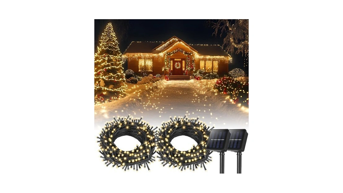 Sfndou 2 Pack Solar String Lights For Outside,each 33ft 100