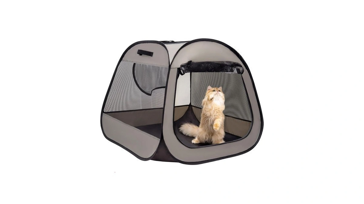 Lafyette. - Us Based, Portable Cat Playpen, Trapezoidal Stable Design,