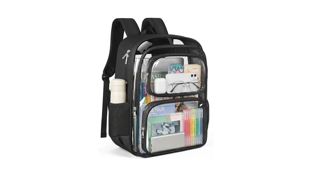Mieakvool Clear Backpack, Fabric & Pvc Clear Bookbag Heavy Duty