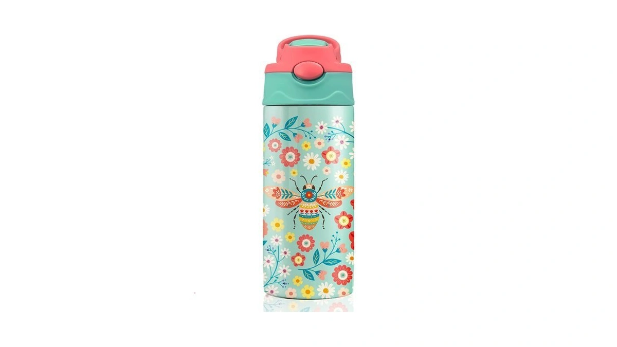 Mcpesas Bee Flower Insulated Water Bottle With Straw - Leakproof,
