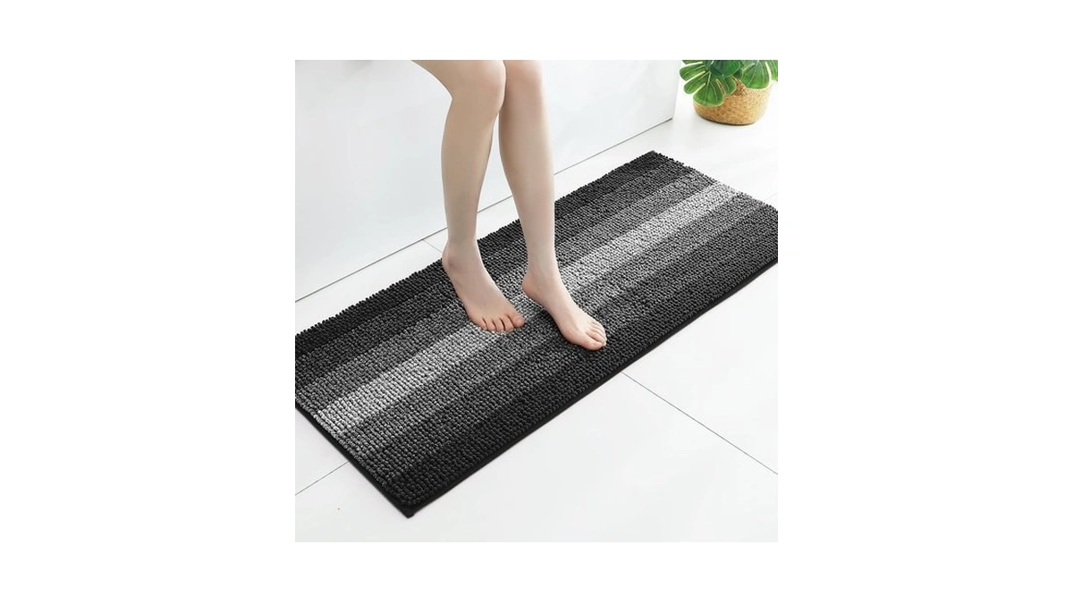 Gibelle Chenille Long Bathroom Rug - Non Slip Shower Bath