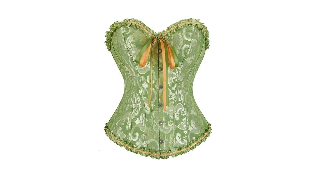 Frawirshau Women's Overbust Costume Corset Renaissance Victorian Green S