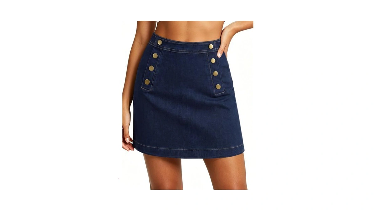 Belle Poque Jean Skirts For Women Denim Mini Skirt, Navy