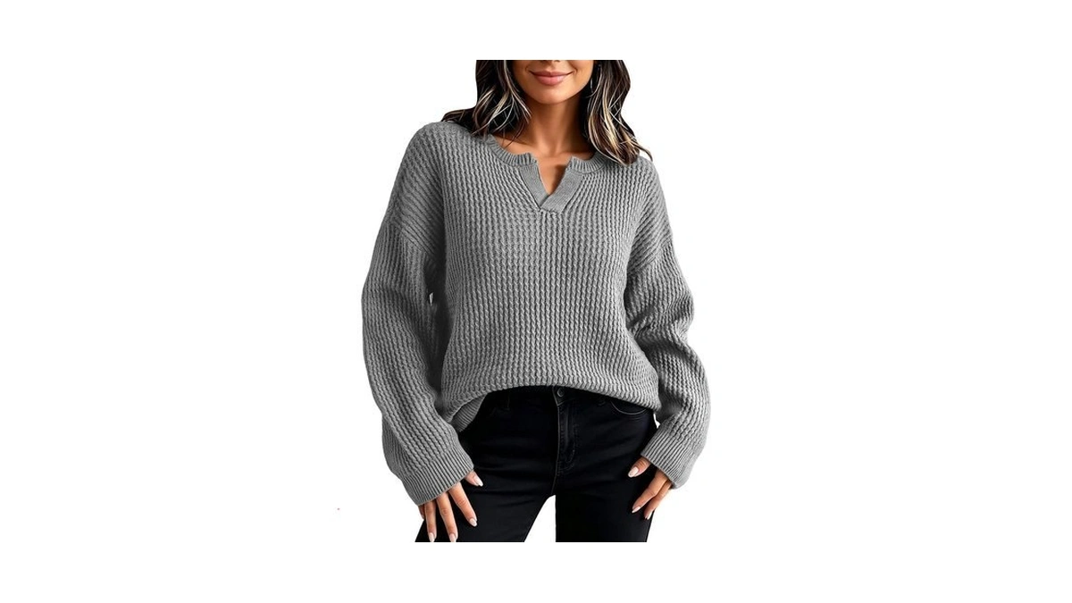 Womens Sweaters Long Sleeve V Neck Knit Pullover Fall Casual