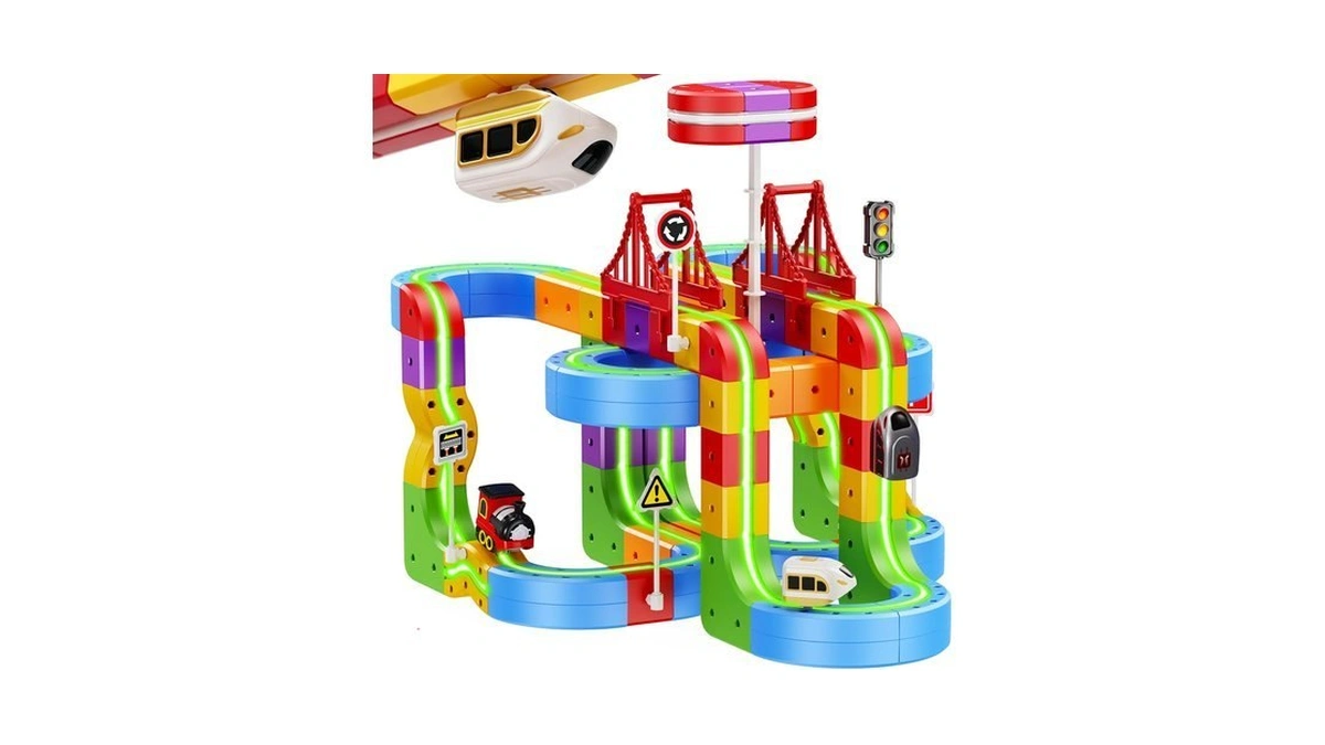 Electric Train Set 69+82 Pcs+3 Cars For Kids 3 To