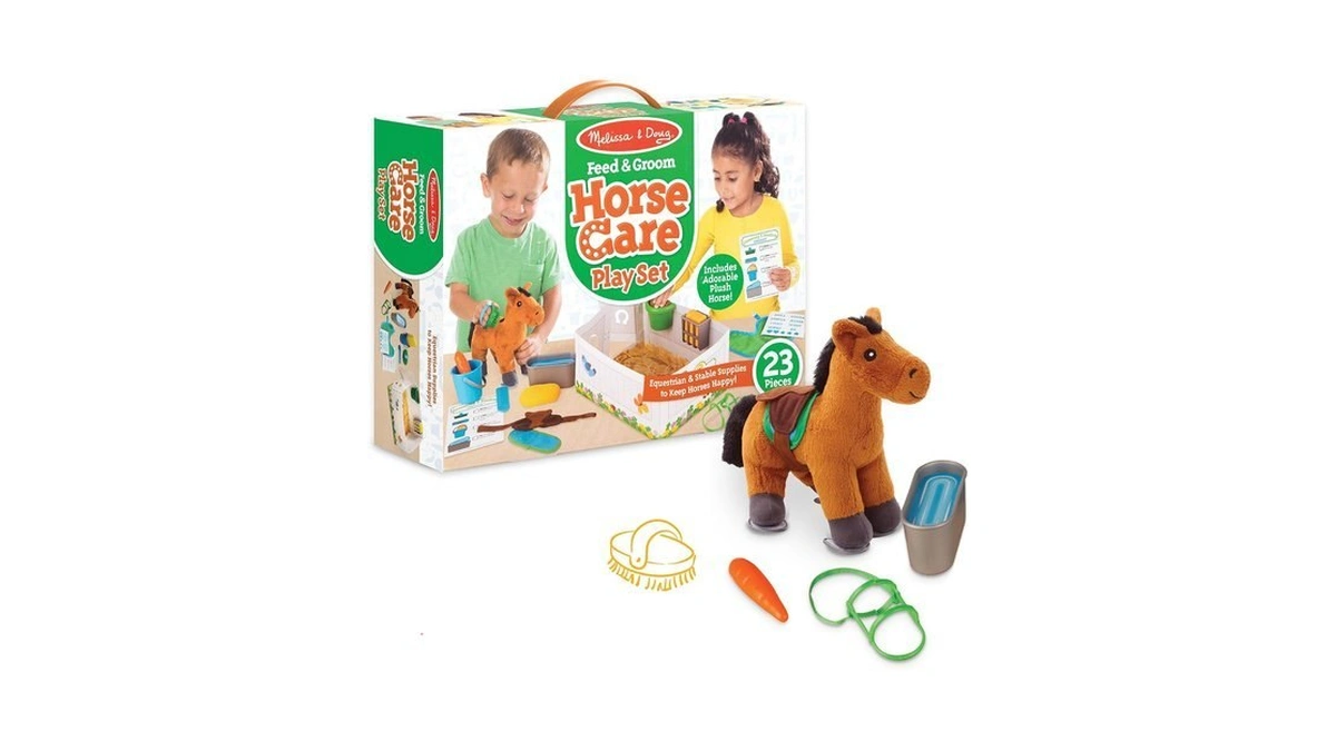 Melissa & Doug Feed & Groom Horse Care Play Set