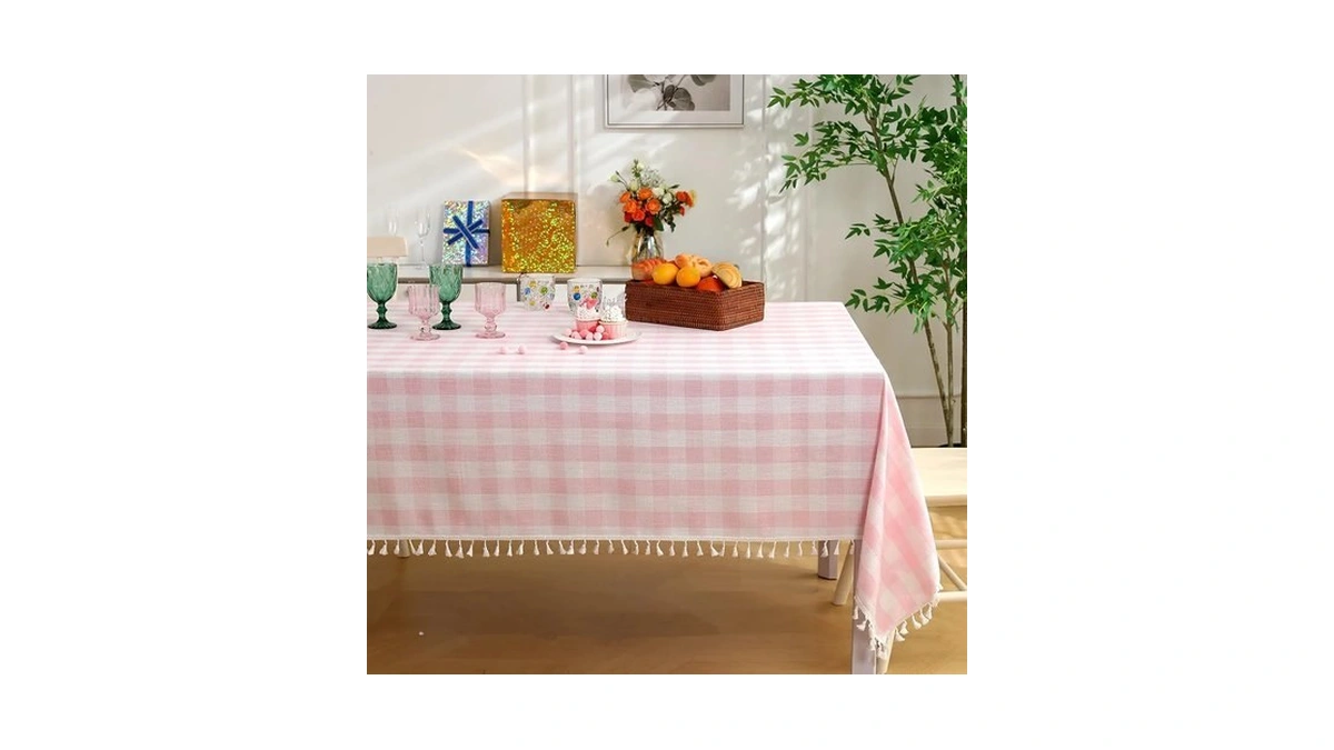 Midsummer Breeze Cottagecore Pink Gingham Tab...