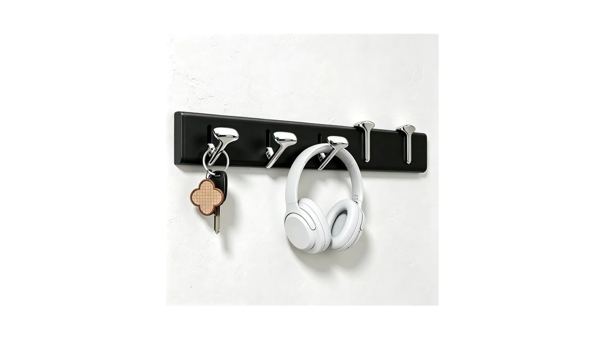 Dancrul Folding Coat Hooks, Wall Mounted Coat Rack With 5