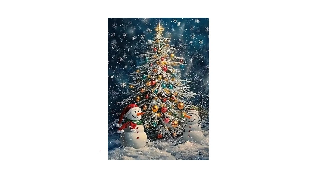 Christmas Tree Snowman Diamond Art Kits For Adults, 5d Diamond