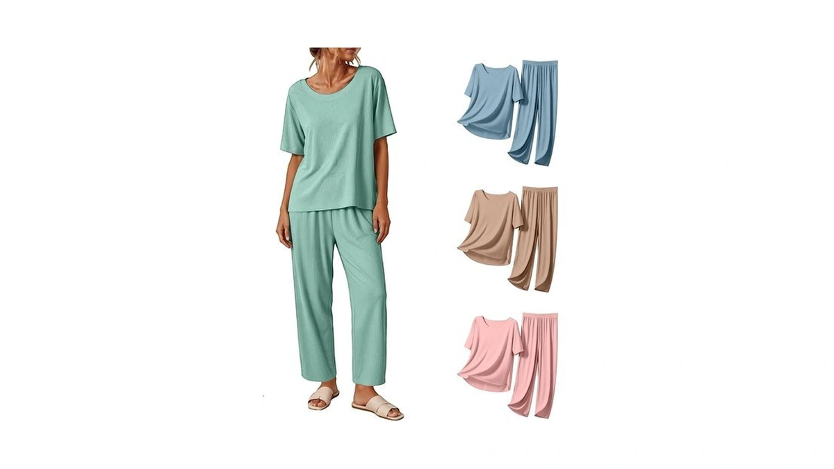 Pj Sets For Woman Short Sleeve Pajama Sets Soft 2