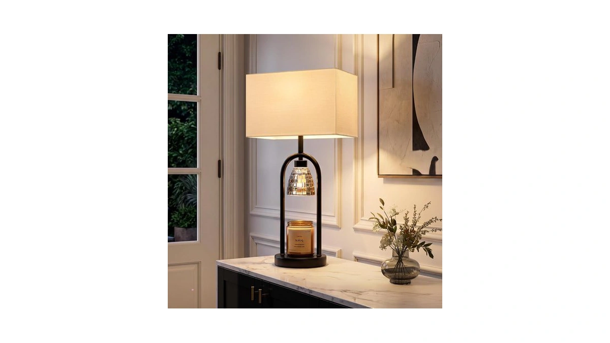 Pokat 22'' Modern Table Lamp With Candle Warmer For Bedroom,