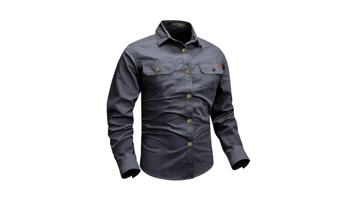 Zyvrenix Men's Long Sleeve Button Down Shirts With Pockets Dark