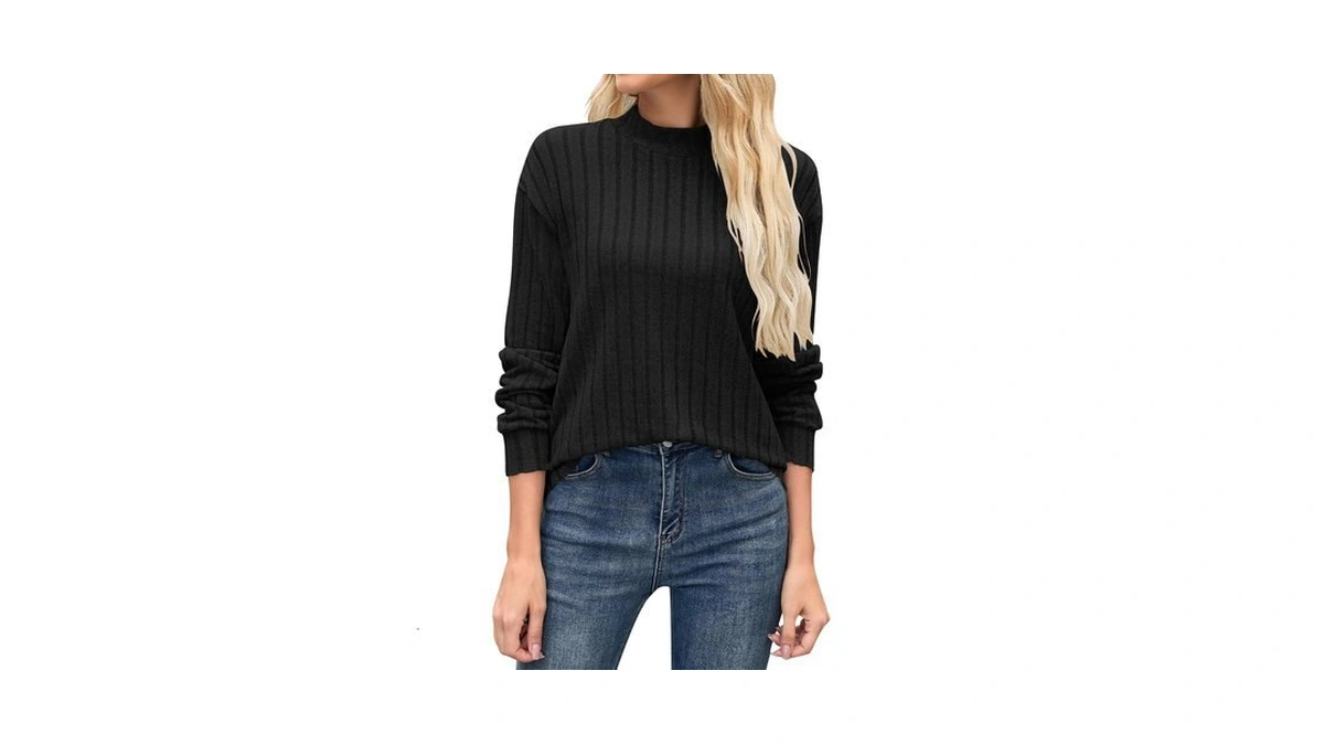 Wneedu Womens Mock Turtleneck Pullover Tunic Tops - Lightweight Long