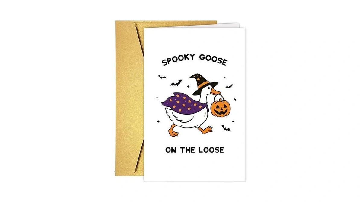 Rpjiekinxu Funny Halloween Card For Her, Cute Spooky Goose Halloween