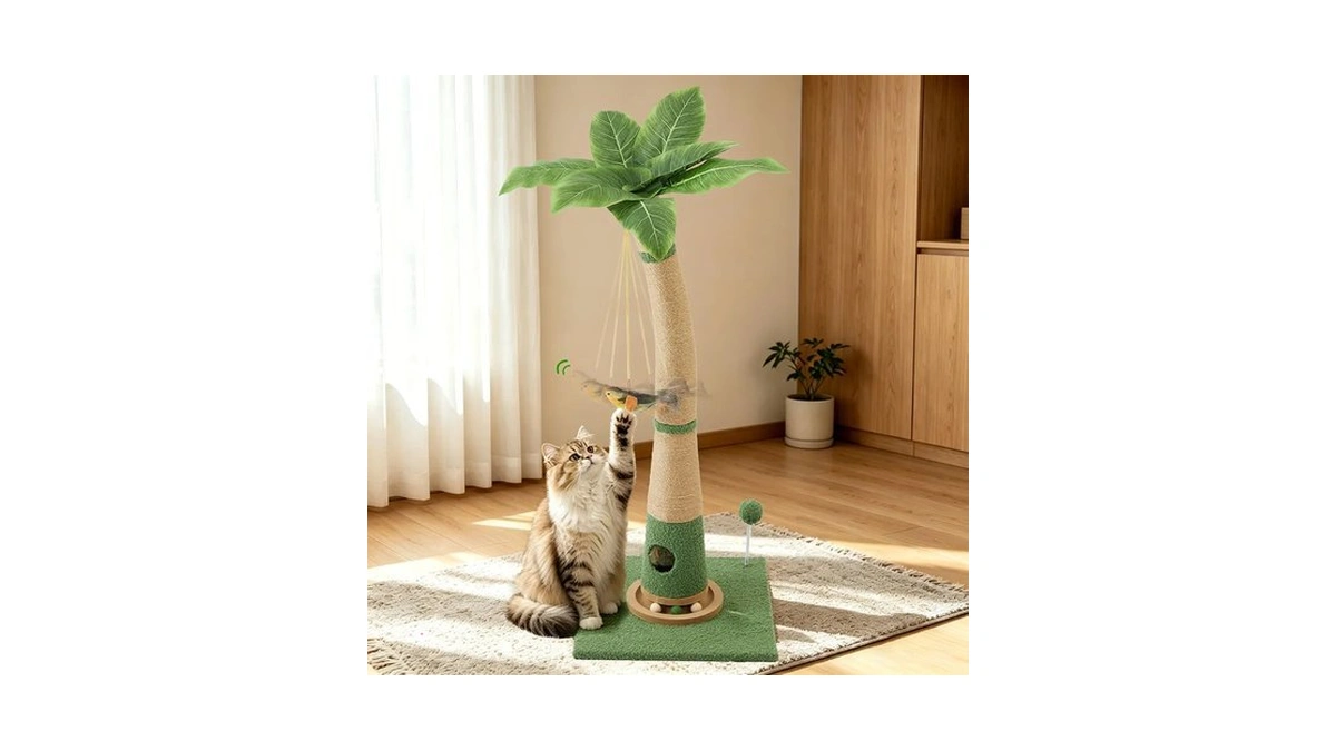 Cat Scratching Post, 35" Tall Scratcher Tree With Multiple Interactive