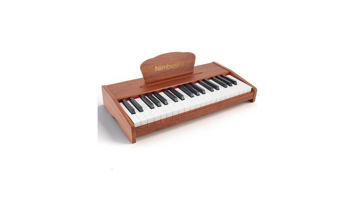 Nimbusfit 37-key Digital Piano, Walnut Grain Rechargeable Portable Keyboard, Standard